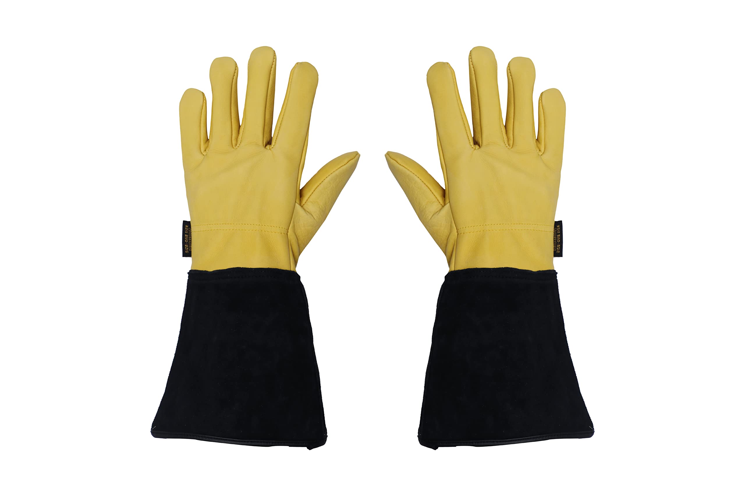 TIGEAR Gardening Cowhide Leather Garden Safety Work Protection Gloves Pruning Thorn & Cut Proof Forearm Long Sleeve Gauntlet with Reinforced Palms and Fingertips