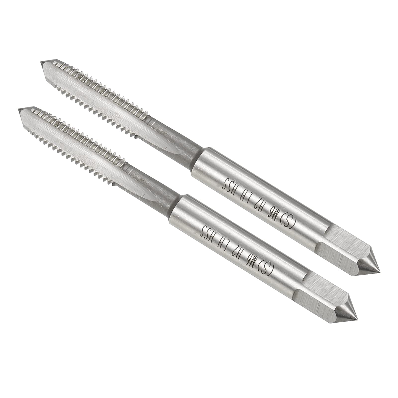 CoCud Thread Milling Taps, Metric M6 x 1 Thread H2, High Speed Steel Machine 3 Straight Flutes Left Hand Screw Threading - (Applications: for Tapping Drilling Machine), 2-Pieces