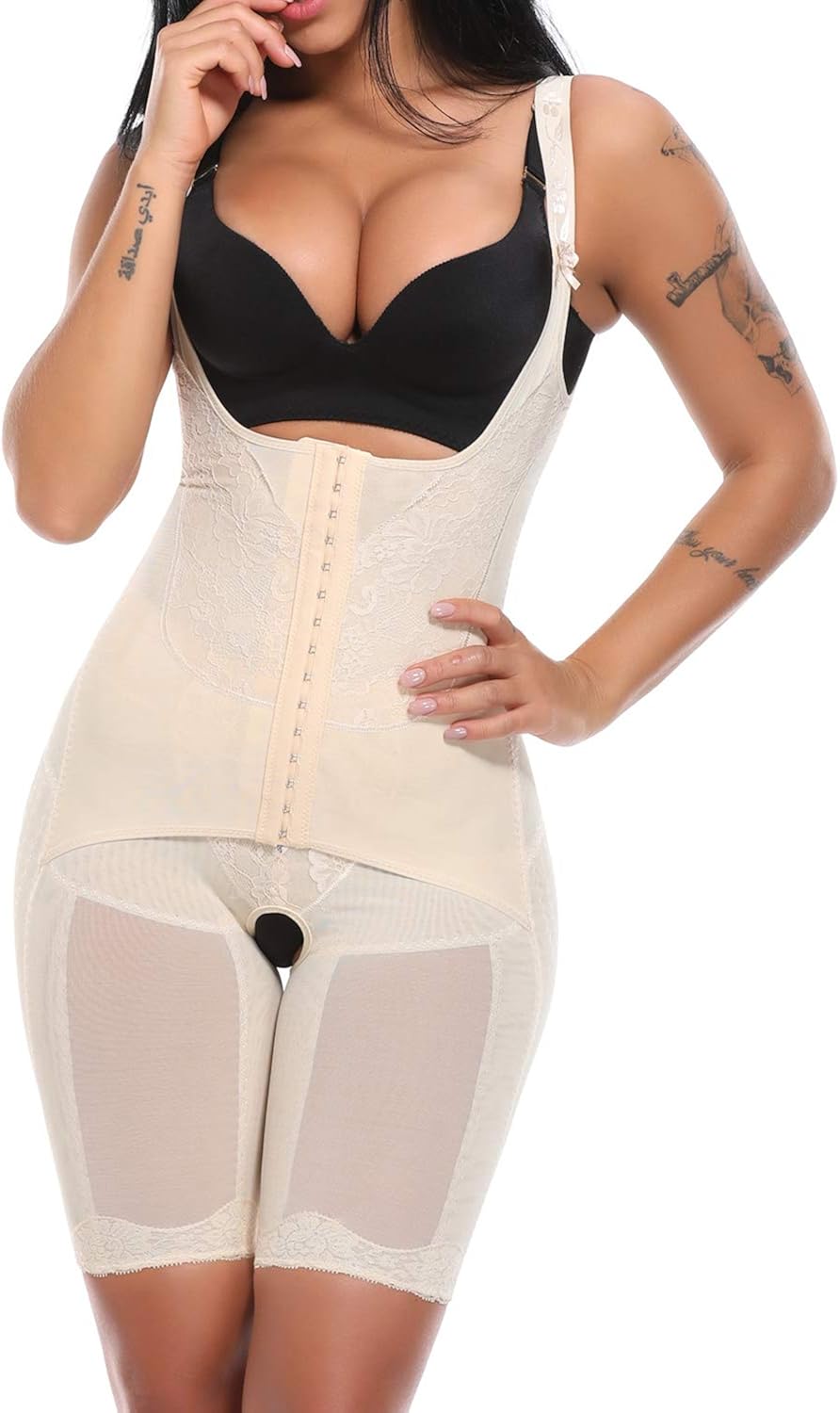 Kiwi Rata Women S Open Bust Full Body Shaper Waist Trainer Girdle Mid Thigh Reducer Bodysuit Slimmer Tummy Control Shapewear Amazon Ca Clothing Accessories