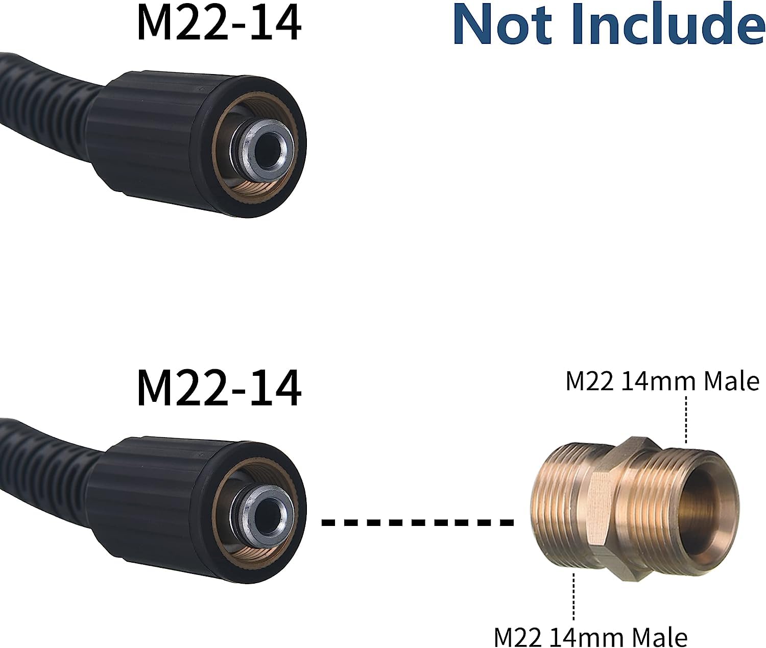 Tool Daily High Pressure Washer Hose 50 FT X 1/4 Inch, 3600 PSI, M22 14mm, Replacement Power Washer Hose for Most Brands