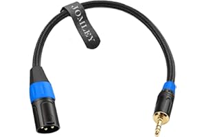 JOMLEY 3.5mm to XLR Balanced Cable, XLR Male to 1/8 inch Mini Jack Cable Adapter Mono Audio Cord for Cell Phone, Laptop, Speaker, Mixer -1ft