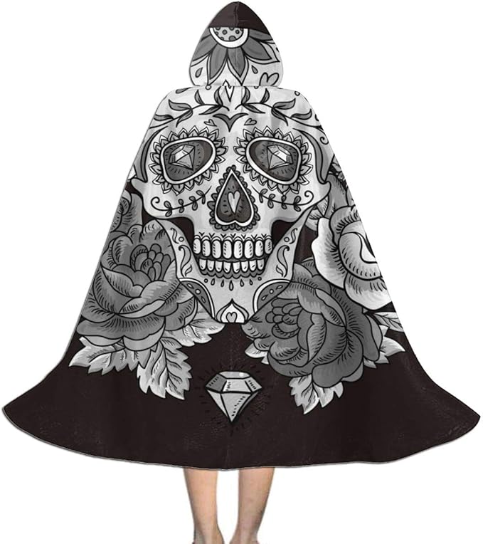 XiaoCeng Terrorist Skull Flower Fashion Kids Velvet Cape