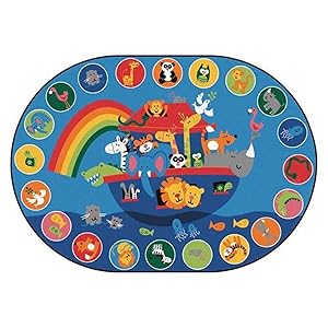 Carpets for Kids 80006 Noah's Voyage Circletime Kid$ Value Plus Rug - 6' x 9' Oval, Blue