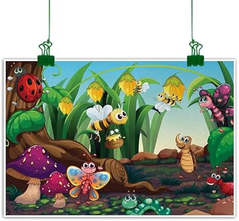 Amazon ウォールアートデコポスター 絵画 動物 テントウムシ 蝶 蜂 エキゾチック ガーデン ボタニー キュート 子供部屋 テーマ カートゥーン アート デコレーション ホームデコレーション マルチカラー 32 Wx24 L ウォールステッカー オンライン通販
