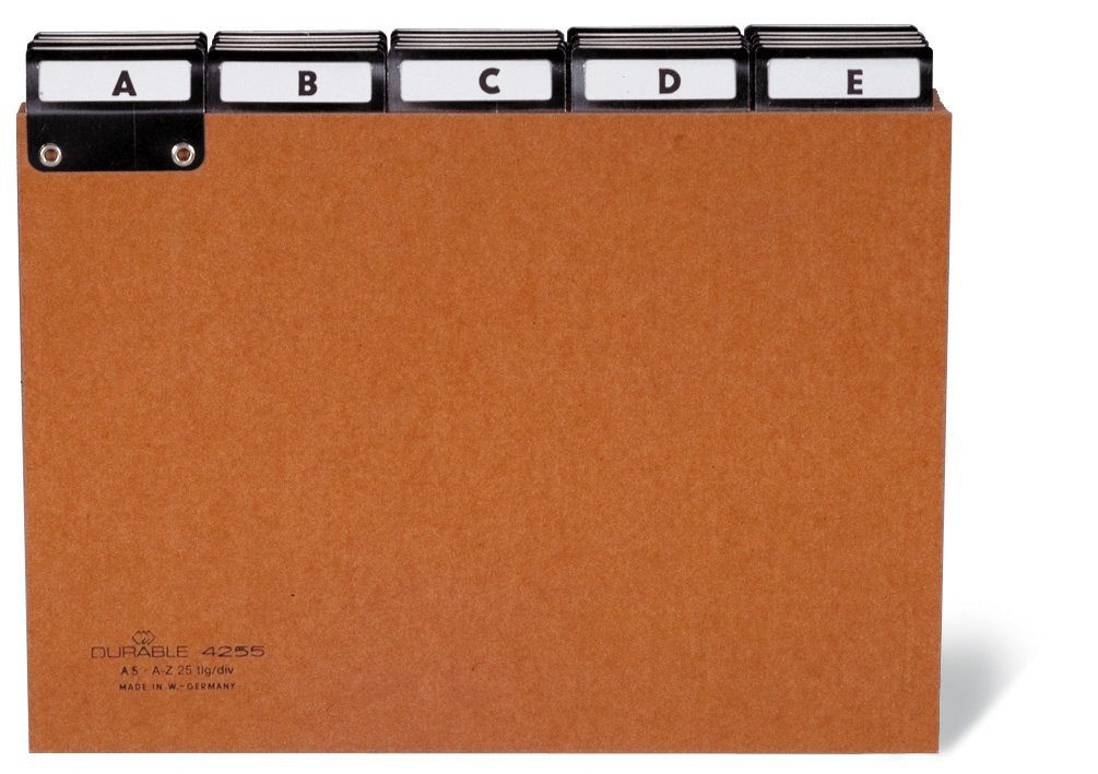 Durable Index Divider A-Z A5, Made of PressBoard, Chrome Plated Plastic Covered Tabs, Includes Removable Inserts and Protective Overlay