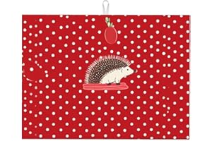Dish Drying Mat for Kitchen Counter, 18" x 24" Microfiber Dishes Drainer Mats Super Absorbent Kitchen Drying Mat Red polka do