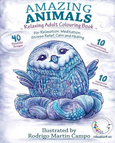 RELAXING Adult Colouring Book: Amazing Animals - For Relaxation, Meditation, Stress Relief, Calm And Healing (Zen Art Therapy with One Sided Mandala Pattern - Mindfulness for Ladies and Men)