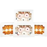 qiqee White 12x8x2.5 Inch Cookie Box with Window 20Pcs Bakery Pastry Macaron Bakery Box for Packaging (Auto-pop Up)