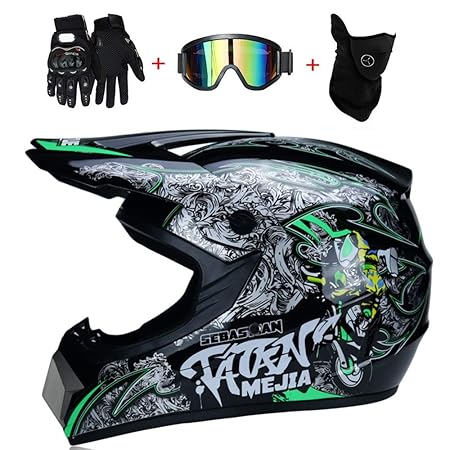WanSheng Motorrad Motocross Motorradhelme & Windschutzmaske & Handschuhe & SCHUTZBRILLE D.O.T Standard Kinder Quad Bike ATV G