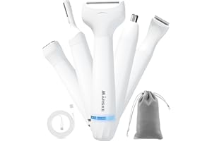 KABOWA 5 in 1 Facial Hair Removal and Bikini Hair Trimmer for Women, Nose Eyebrow pubic Hair Trimmer,Replaceable Electric Razors, Waterproof Electric Shaver Easy Cleaning, Women's Grooming Kit