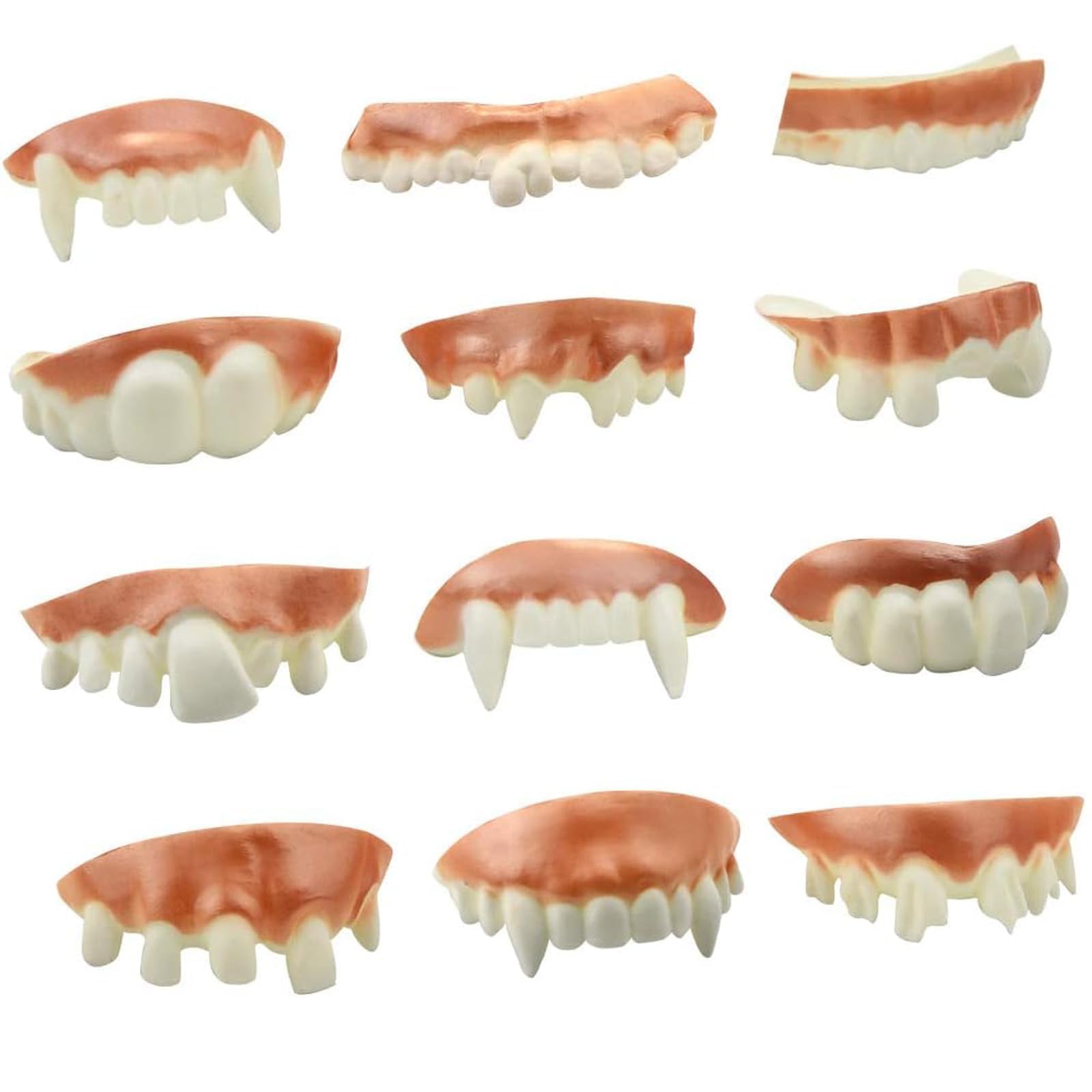 12pcs Joke Teeth, Joke Teeth Adult, Funny Teeth, Billy Bob Teeth, Fake Teeth, Joke False Teeth Adult, Halloween Vampire Teeth for Aldult Halloween Masquerade Costume Party Favors
