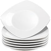 Blcculi 6 Pack Porcelain Dinner Plates, 10.5'', Square, White | Porcelain Dessert Plate, White Square Serving Plate, for Salad, Pasta, Steak and Snacks