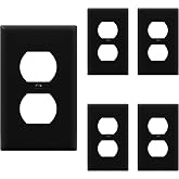ENERLITES 5 Pack Outlet Covers Wall Plate for Duplex Receptacle, Black | Unbreakable polycarbonate, standard size 4.50" x 2.76", 1-gang, UL Listed, glossy finish, easy to install, wide compatibility