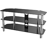 Stealth Mounts 1000mm Black Glass and Chrome TV Stand for TVs up to 50 inch