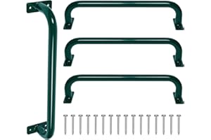 ESPETS 17 Inch Green Safety Handles Metal for Playground Accessories Pack of 4 - Swing Set Attachment Handle Grips, Playset Grab Handles, Indoor Monkey Bars for Wood Play Structure