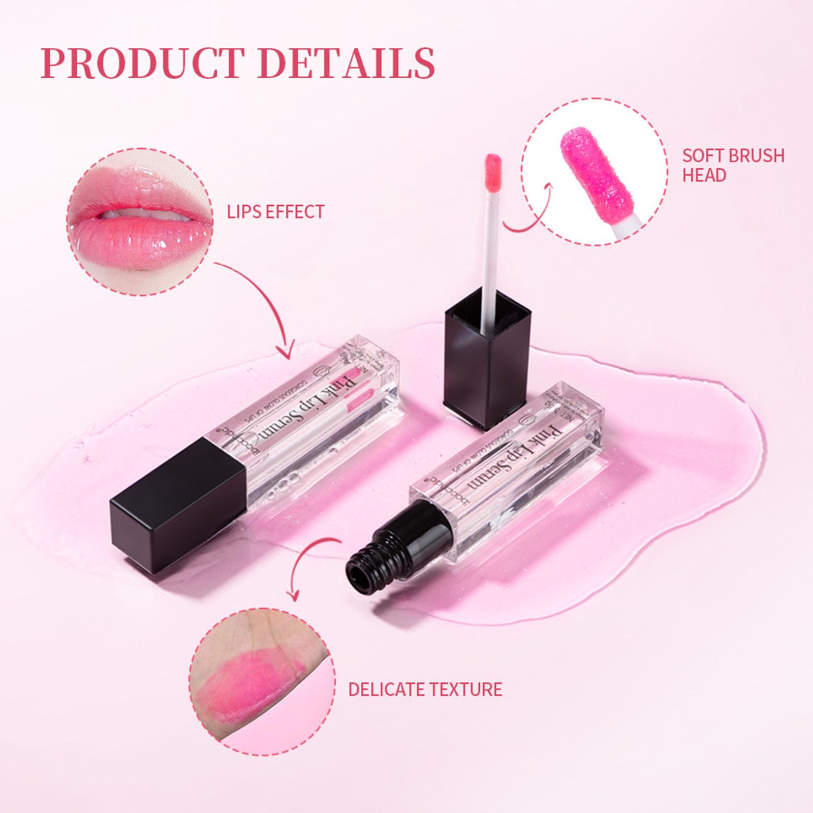 BSMKCL Color Changing Lip Gloss, Pink Magic Mood Lipstick Hydrating Lip Glow Oil Lip Tint Lip Inks Stain Lip Balm Not Greasy Transparent Plumping Lip Serum for Women Girls Lip Care Products
