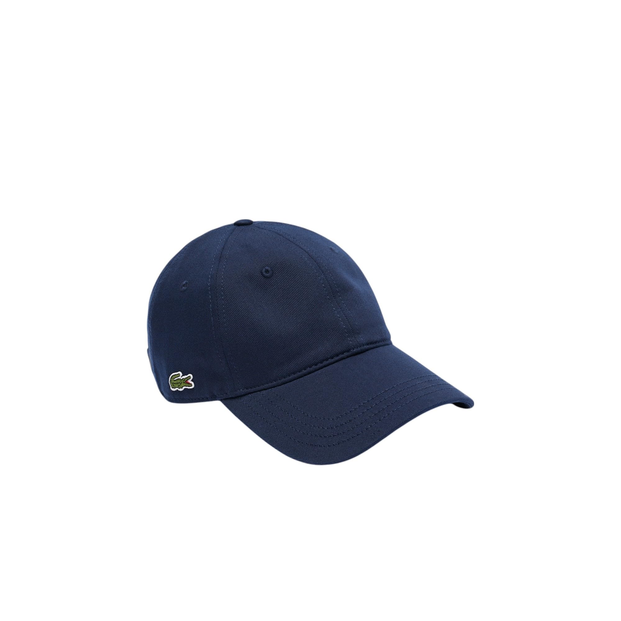 Lacoste Unisex Organic Side Logo Cotton Twill Cap, One Size, Navy Blue