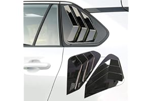 BOLTRY for Toyota RAV4 2019 2020 2021 2022 2023 2024 Rear Side Window Louvers Air Vent Scoop Shades Cover Blinds Trim（Bright Black）
