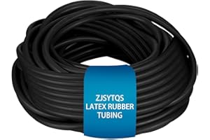 ZJSYTQS Natural Latex Rubber Tubing 1/4" (6mm) ID x 3/8" (9mm) OD Surgical Tubing Slingshot Bands Fitness Hose Tube (Black 10FT 50FT) (Black, 10FT)