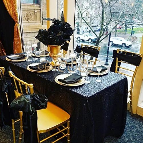 Black Sequin Tablecloth, 50x102inch Black Sequin Tablecloth,Sequin Table Cloth Sparkly Black Table Sequin Linens Black Sequin Cover For Wedding/Party