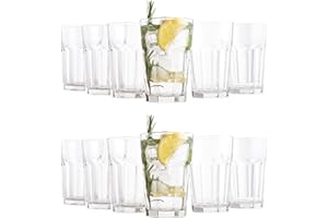 Drinking Glasses, 11 Oz, Heavy Base Stackable Water Glasses, Large Size, Dishwasher Safe Glass Tumbler, Heavy Duty Cups for W