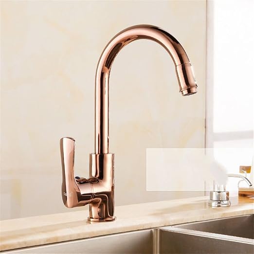 Amazon Com Commercial Single Lever Pull Down Kitchen Sink Faucet Brass Constructed Polished European Gold Kitchen Faucet Sink Faucet Copper Hot And Cold Single Hole Rose Gold Sink Faucet B Kitchen Dining