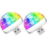 Lmaytech USB Mini Disco Ball Party Lights, Sound Activated DJ Stage Strobe Lights, Portable Led Car Atmosphere Lights for Xmas Stocking Stuffers, Parties, Karaoke, Bar (2 Packs)