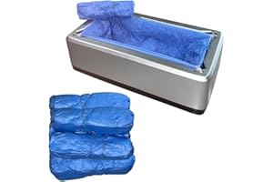 ZRSCHYG Automatic Shoe Cover Dispenser with 50pcs Non-slip Disposable Shoe Covers,Booties for Portable Machine Fits One Size,Boot Cover Dispenser for Home,Indoors,House,Office,Supermarket,Factory,Lab(Silver)