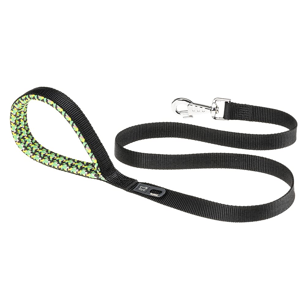 Ferplast DAYTONA G Extra-Strong Dog Lead - Soft Padded Handle - Practical Hygienic Bag Holder - Anti-Abrasion - Italian Design - 120 x 1.5 cm, Black Pattern — image 1