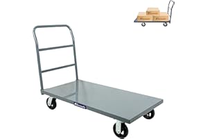 5Seconds Platform Cart Industrial Dolly Heavy Duty 48” X 24” Platform Hand Push Truck Commercial Cart Flatbed with 2000lb Capacity, Moving Cart 6” Swivel Wheels Flatbed cart,