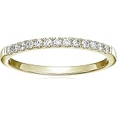 VIR JEWELS 1/5 carat (ctw) Diamond Wedding Anniversary Band for Women, Half Eternity Round Diamond Engagement Ring 14K Yellow Gold Prong Pave Set 0.20 cttw, Size 4-10