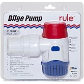 Rule 27DA, Standard Bilge Pump Non-Auto, Submersible, 1100GPH, 12V | Marine Bilge Pump for Boats with Thermal Cut-Off, Check Valve, Low Amperage, 3/4" Threaded Ports, Ideal Boat Accessories