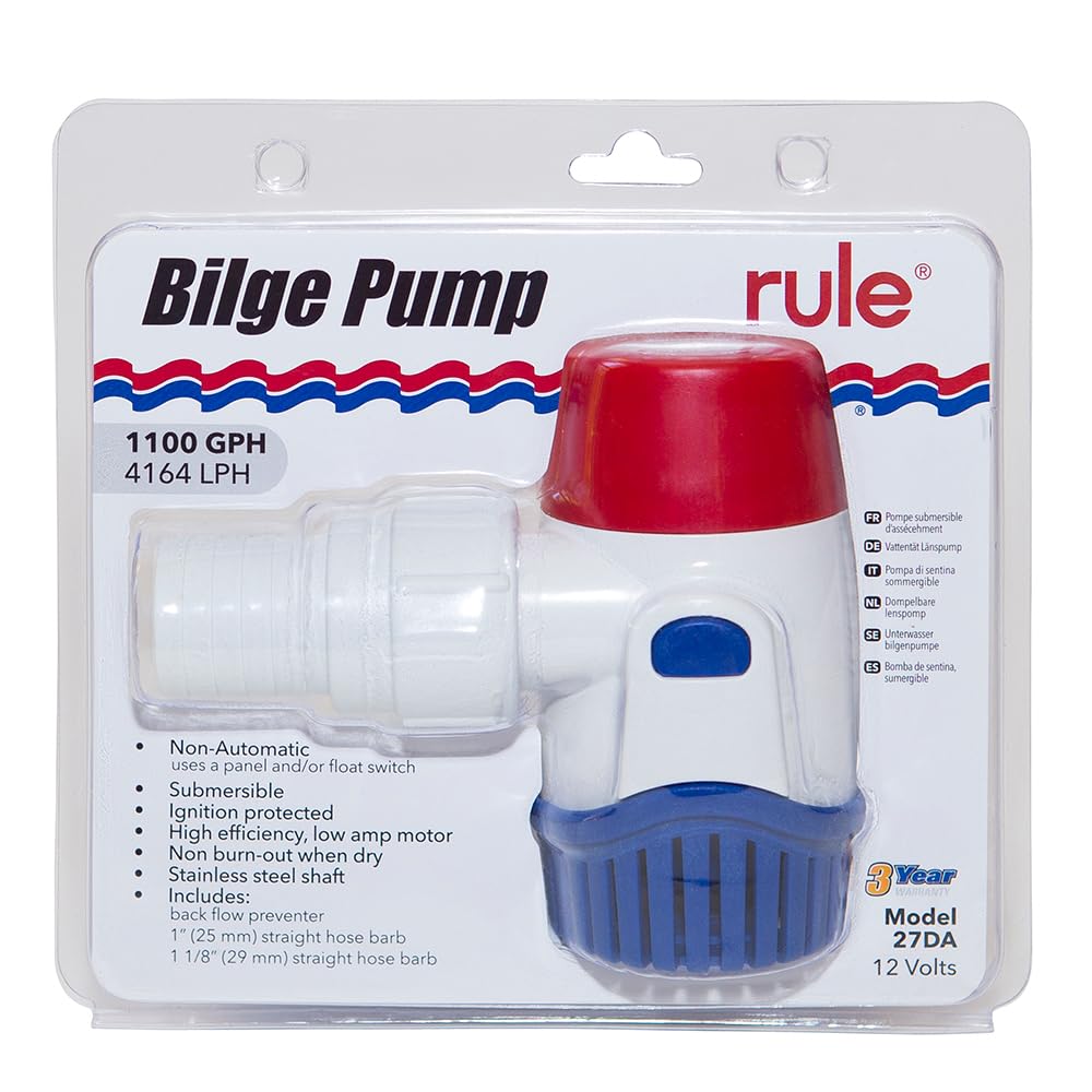 Rule 1100 GPH 27DA Standard Bilge Pump-1100, Blue