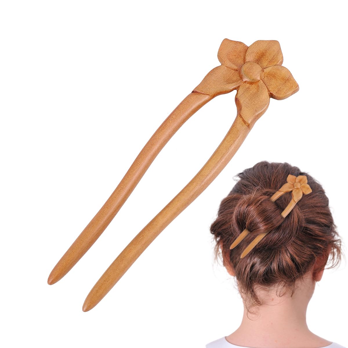 Beavorty wooden hairpin Wood Hair Stick hanfu clip wooden fork vintage pin flower chopsticks asian s for chinese pins antique Miss China kimono
