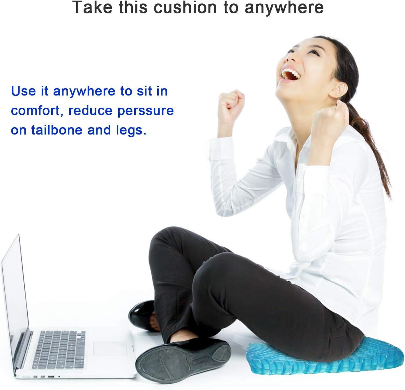 SESEAT Gel Seat Cushion Breathable Honeycomb with Non Slip Cover for Chair Office Car Wheelchair Gel Cushion Seat Pad: Health & Personal Care