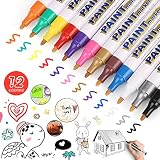 AVAVA Markers Paint Pens, Set of 12 Permanent Painting Markers DIY Craft for Roc