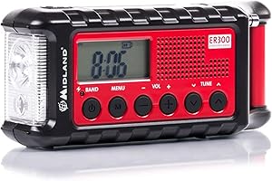 Midland - ER300 Multifunctional Emergency Power Bank for Camping and Outdoor, LED Dynamo Torch, AM/FM Receiver with Solar Pan