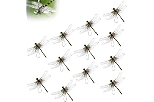 AIRBIL Dragonfly Clip Bug Repellent, Dragon Fly Clips for Bugs Repellent, Realistic 3D Artificial Dragonfly Hat Clip on for Outdoor Decor, Fly Repelling Companion for Garden Camping Yard(12PCS Stripe Style)