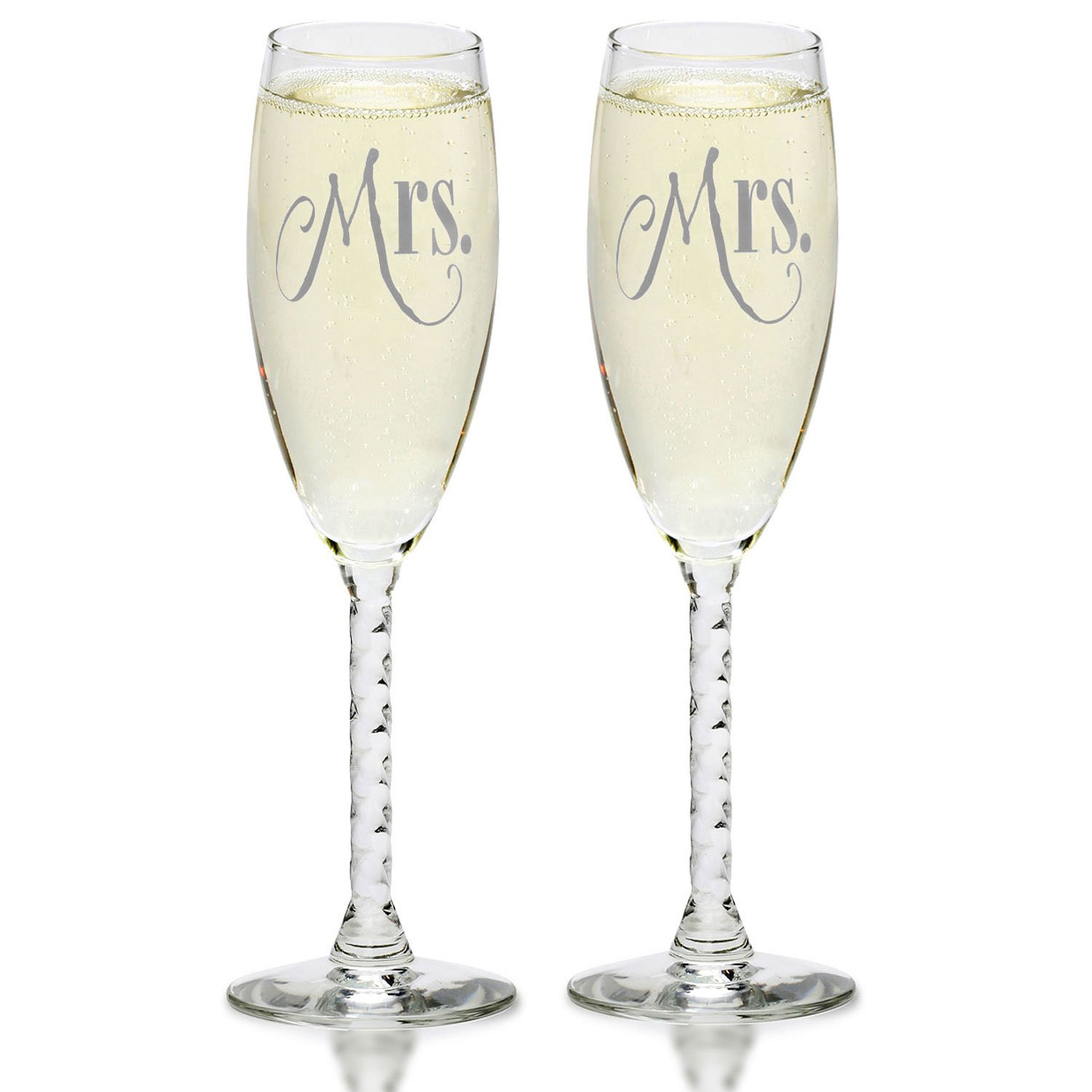 the Smart Tart Mrs. & Mrs. Silver Glass Wedding Champagne Toasting