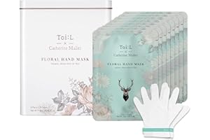 Toi:L x Catherine Muller Floral Hand Mask 8 Pairs, Moisturizing Gloves for Dry Hands with Elder Flower & CICA, Reparing and Nourishing Hand Care Treatment for Cracked, Rough, and Dry Skin