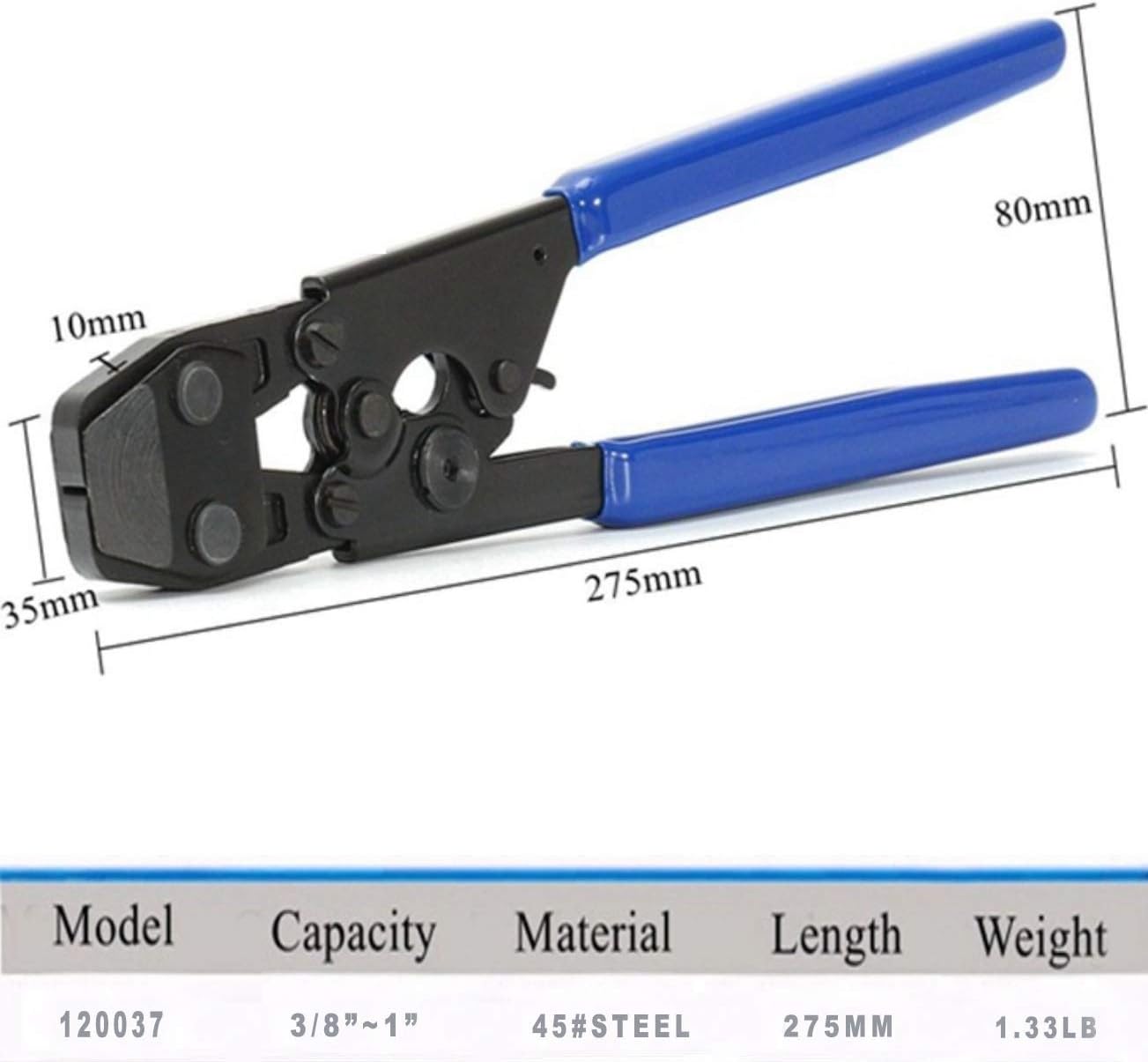 JWGJW PEX Clamp Cinch Tool Crimping Tool Crimper for Stainless Steel Clamps from 3/8"to 1" with 1/2" 22PCS and 3/4" 10PCS PEX Clamps (002) - - 