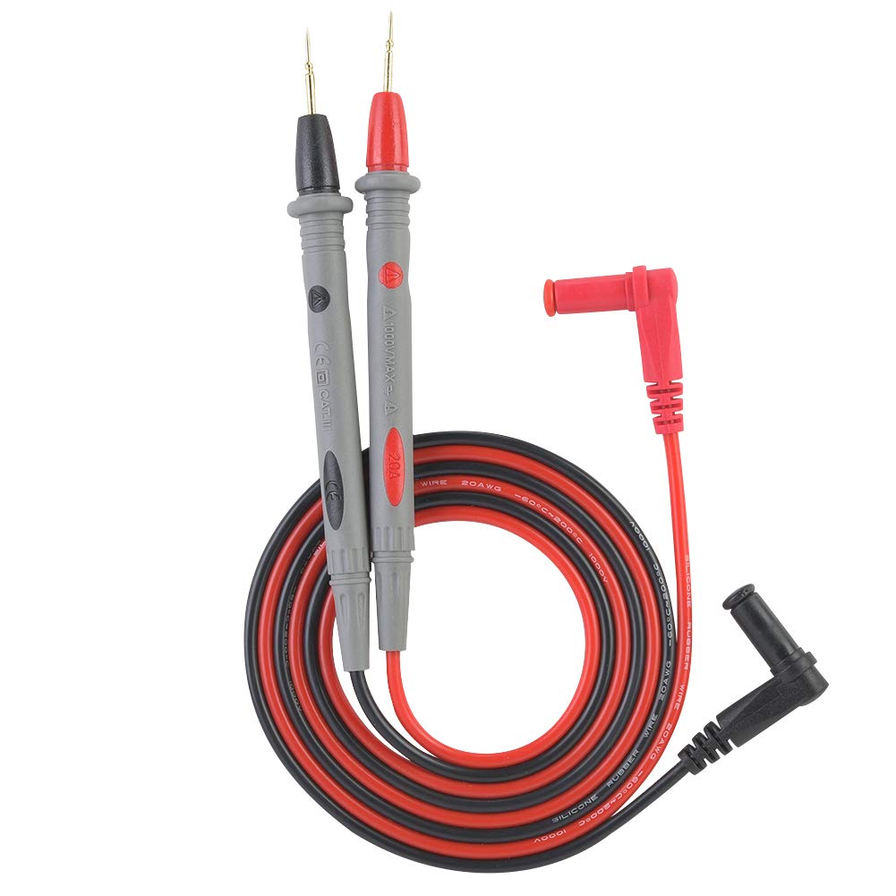 Multimeter Test Leads Kit, 1000V 20A, 109cm, Universal Test Probes with Back Probe, 4mm Socket, Copper Probe, Silicone Handle