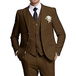 High-End Suits Retro Dark Brown Linen Men Suit