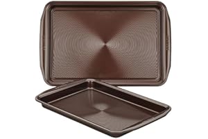 Circulon Nonstick Bakeware Set with Nonstick Cookie Sheets / Baking Sheets - 2 Piece, Chocolate Brown , Set (9" x 13" & 10" x 15")