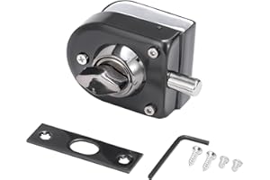 Ranbo Swinging Glass Door Latch Lock No Drilling 304 Stainless Steel Floor Bolt Lock for 2/5-1/2 Inch(10mm-12mm) Exterior and Interior Frameless Sliding Glass Door, Brushed Black