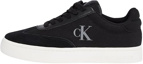 Calvin Klein Women’s Classic Canvas Mix Low Top Cupsole Trainers, Black (Black/Bright White), 6