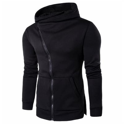 Men's Oblique Zip Hooded Sweatshirt Long Sleeve Ghana Ubuy