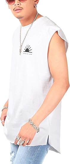 Amazon ラグスタイル Tシャツ フレンチスリーブ メンズ ビッグシルエット ノースリーブ 春夏 Tシャツ カットソー 通販