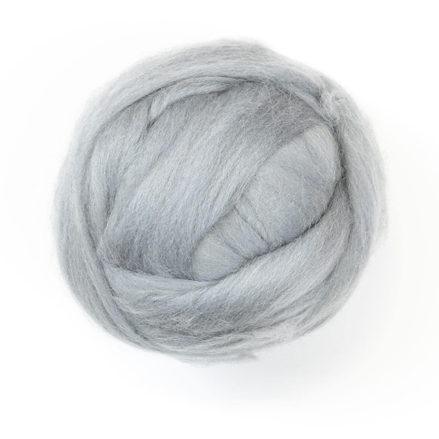 Kondoos Coloured 225 gram Natural Wool roving Tops, Best Wool for Needle Felting, Wet Felting, handcrafts, Spinning and Stuffing Fleece. (Silver) — image 1