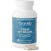 BrainMD Dr Amen Calm My Brain - 90 Vegan Capsules - Fast-Acting Formula with Magnesium, Ashwagandha &amp; L-Theanine - 30 Servings